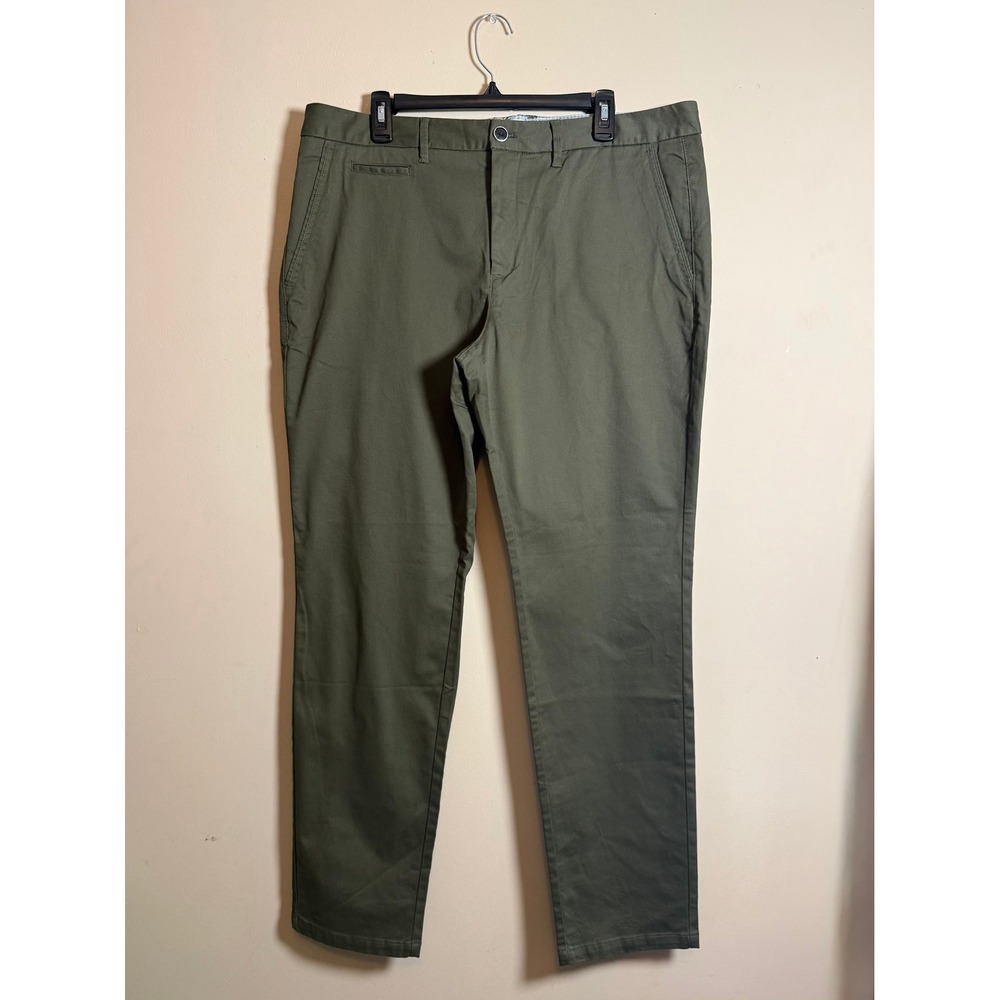 Perk Feel Good Chinos Mens 38x32 Olive Green Slim Fit Stretch Cotton Pants